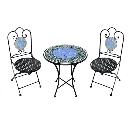 Infinity 3 pc Black Steel Casual Bistro Set HK19024